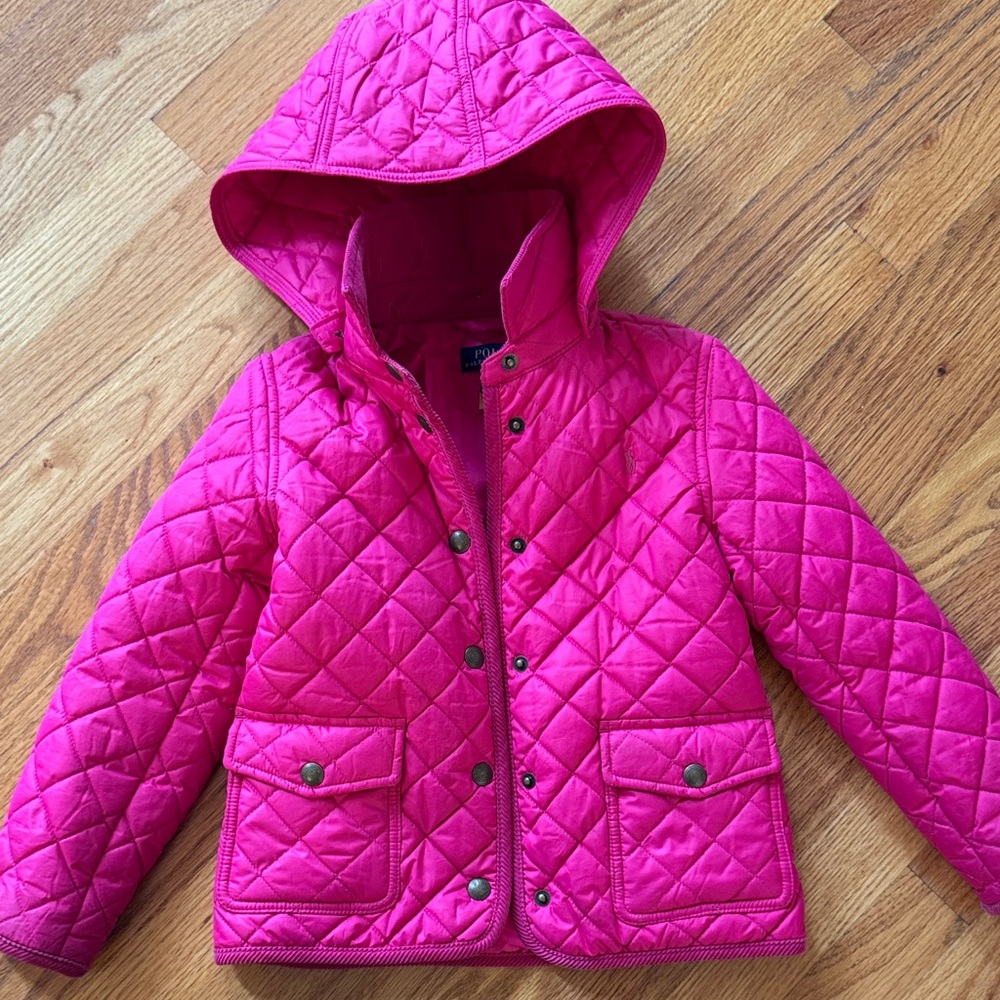 Ralph Lauren Kids Pink Quilted Jacket Barn Sz 6 Hot Pink